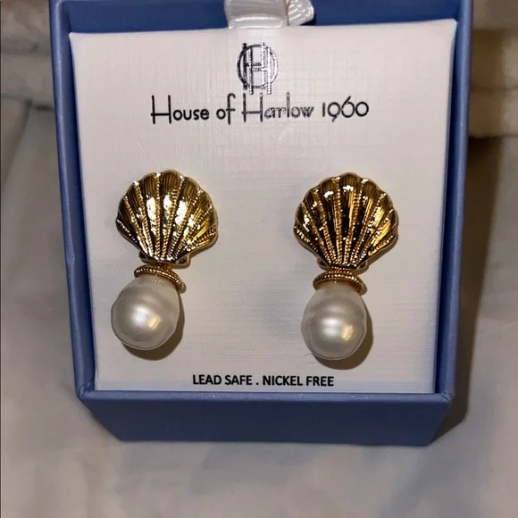 House of Harlow 1960 Gold and Pearl Earrings - Picture 1 of 1
